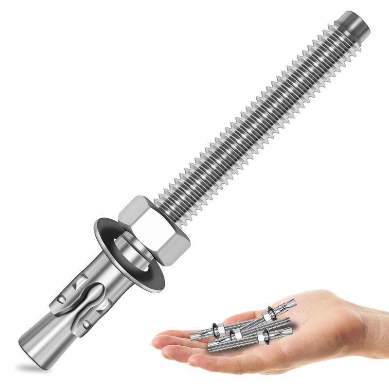 MYWISH 1/4 x 3 Inch Wedge Anchors, 10Pcs 304 Stainless Steel Industrial 1/4 Heavy Duty Industrial Masonry Wdege Anchor Bolts for Brick Cement and Concrete, Bright Finish - Image 1